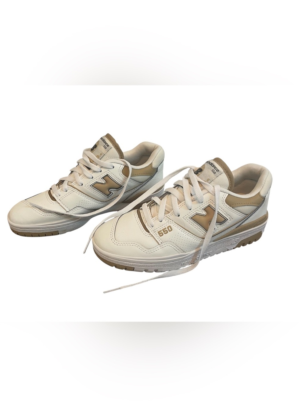 New Balance Women's 550 Sneakers in Cream and Tan Accents